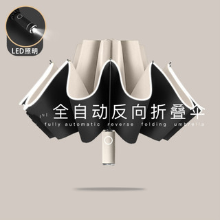 御帆 雨伞全自动反向晴雨两用营雨伞LED手电筒太阳伞加大加固遮阳黑胶伞男女防晒伞折叠伞反向伞 8骨反向手动太阳伞-抹茶绿