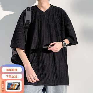  举风 高克重 男士T恤  5XL 205-230斤可穿 黑色