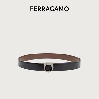 菲拉格慕（Ferragamo）男士黑色扭转造型Gancini固定皮带 0770934_C  _110 110（3尺1-3尺2）