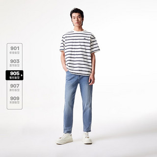 杰克·琼斯（JACK&JONES）夏季男士裤子锥腿九分裤舒适含莱卡休闲百搭牛仔裤224232025 中牛仔蓝E42 常规 中牛仔蓝E42 165/74A/XSRW