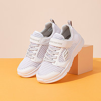 SKECHERS 斯凯奇 童鞋大童网面透气运动鞋白色魔术贴休闲鞋660070L-WHT