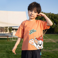 汪汪队立大功汪汪队男童t恤短袖夏装2024儿童上衣夏季半袖男孩宝宝打底衫 橘色 毛毛 105CM