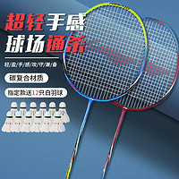 LI-NING 李宁 凯胜羽毛球拍正品双拍全碳素纤维超轻专业羽毛球球拍单拍套装