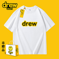 drew doll 官方高街2023年夏季新款纯棉笑脸情侣短袖T恤男ins潮牌