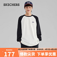 SKECHERS 斯凯奇 男女同款长袖休闲T恤衫L323U090 碳黑/0018 XL