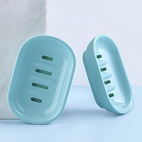 CHAHUA 茶花 肥皂盒双层滴水皂盘浴室香皂盒肥皂盘卫生间塑料皂盘 新款蓝色1个