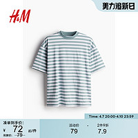 H&M HM男装T恤2024年夏季新品休闲柔软棉质直筒圆领短袖上衣1074658