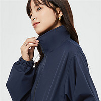 GIORDANO 佐丹奴 外套女装纯色梭织宽松立领风衣外套 05373727