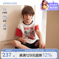 爱慕儿童(AIMER KIDS)宝宝春夏男女童莫代尔儿童睡衣家居套装短袖萌趣可爱轻薄透气 男-大灌篮AK243E451 100