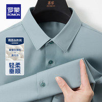 ROMON 罗蒙 零感桑蚕丝长袖衬衫男2024春季中青年商务易打理职业工装衬衣 绿色 3XL
