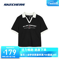 SKECHERS 斯凯奇 舒适运动短袖POLO衫L224W054 碳黑/0018 XXL