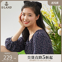 E·LAND 衣恋 Eland衣恋甜美温柔气质田园风碎花收腰连衣裙女春季新款