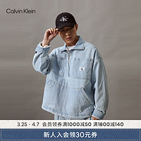 Calvin Klein【田柾国同款】Jeans24春夏男复古拉链半襟立领牛仔夹克J325550 1AA-牛仔浅蓝 M