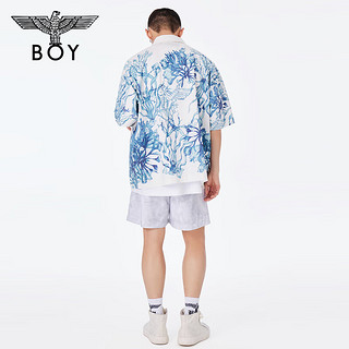 BOY LONDON24春夏款短袖蓝色满印印花时尚衬衫外套N22002 蓝色 XS