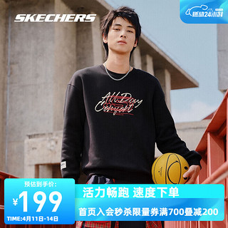 SKECHERS 斯凯奇 针织加绒圆领卫衣男女同款保暖上装L323U124 0018 M