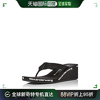 alexanderwang Alexander Wang女士楔形凉拖鞋人字拖黑色logo印花休