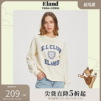 E·LAND 衣恋 Eland衣恋字母印花圆领卫衣女清新宽松休闲上衣春季新款