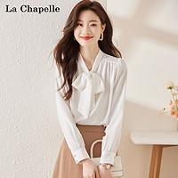 La Chapelle 蝴蝶结衬衫女2024夏季新款高级感轻奢白色衬衣女时尚洋气