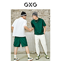 GXG 男装 多色白色休闲宽松舒适字母圆领短袖男夏季T恤
