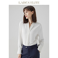 LadyS Elite 慕裁 LadySElite2023春夏新款女士白色衬衫长袖V领小众设计感百搭上衣