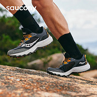 saucony 索康尼 奥拉越野跑鞋男减震耐磨户外徒步跑山鞋深灰41