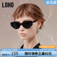 LOHO 猫眼墨镜女款2024新款窄框复古墨镜偏光太阳眼镜女显瘦高级感