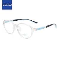 精工(SEIKO)ASSET系列儿童眼镜框架AK0092 WB+蔡司小乐圆1.59镜片 WB白明超板/浅蓝灰