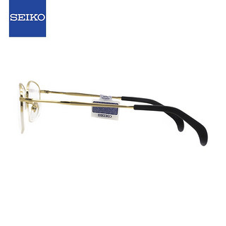 SEIKO 精工 半框钛轻型眼镜架商务眼镜框男款近视眼镜框HT01034 54mm 01金色