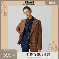 E·LAND 衣恋 Eland衣恋西装外套女夹克外套美拉德毛呢大衣冬季