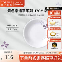 CORELLE 康宁餐具 碗碟套装饭碗家用乔迁高档餐具紫色幸运草玻璃餐具整套 紫色幸运草17cm深盘* 2头