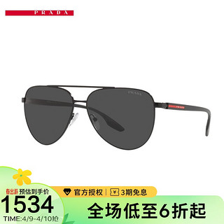 PRADA 普拉达 LINEA ROSSA普拉达太阳墨镜男款飞行员形金属眼镜0PS 52WS 1BO06F深灰色镜片 61