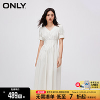 ONLY 春季时尚法式茶歇V领泡泡袖收腰连衣裙女