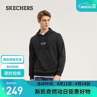 SKECHERS 斯凯奇 雅钻系列男子针织连帽套头卫衣L323M053 碳黑/0018 S