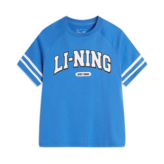 LI-NING 李宁 运动生活系列 男童圆领短袖运动套装 YWBU051-2 2件套 赛艇蓝/黑色 175码
