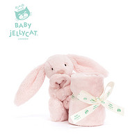 jELLYCAT 邦尼兔 新生系列 STH4PS 害羞粉色邦尼兔安抚巾 粉色