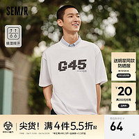 Semir 森马 短袖T恤男2024夏季新款简约印花圆领套头上衣吸湿排汗宽松潮 本白10101 160/80A/XS