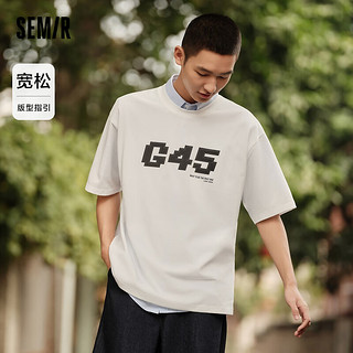 森马（Semir）短袖T恤男2024夏季简约印花圆领套头上衣吸湿排汗宽松潮 本白10101 160/80A/XS