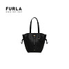 芙拉（FURLA）NET系列粒纹牛皮中号女士拼接菜篮子托特包黑色