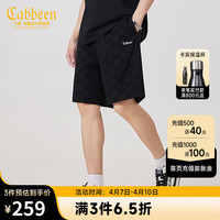 卡宾男装 棋盘格提花运动短裤2024夏阔腿卫裤刺绣潮流K 煤黑色01 56