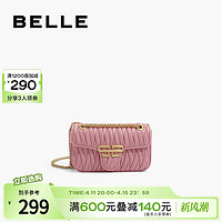 BeLLE 百丽 包包女斜挎包小香风链条包粉色小包褶皱单肩包X9163CX3