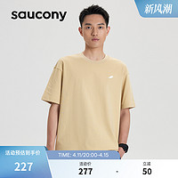 Saucony索康尼秋冬新款男子复古休闲运动T恤短袖纯棉宽松印花通勤