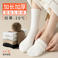 JOIENFUTUR 焦然 厚袜子女中筒袜秋冬季加绒加厚毛圈袜保暖纯棉长筒袜冬天月子长袜