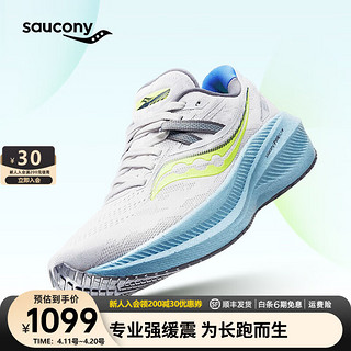 saucony 索康尼 胜利20跑鞋女减震慢跑训练春季跑步鞋运动鞋子TRIUMPH20 灰黄15 37