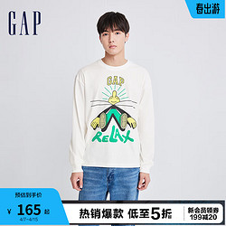 Gap 盖璞 x JEREMY VILLE联名男女同款长袖T恤841240休闲上衣 白色 170/92A(M）亚洲尺码