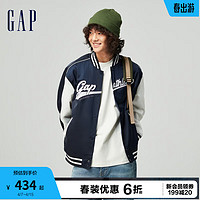 Gap 盖璞 男女装春季2024LOGO复古撞色拼接夹克外套棒球服877532 海军蓝 175/96A(L)亚洲尺码