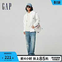 Gap 盖璞 男女装2024春季纯棉小熊logo长袖衬衫简约百搭上衣890975 米白色 185/108A(XXXL) 亚洲尺码