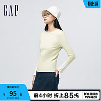 Gap 盖璞 女装冬季2023洋气撞色圆领长袖T恤836105气质休闲上衣 浅绿色 175/92A(XL)亚洲尺码