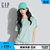 Gap 盖璞 女装2024春季logo胶印基础款圆领短袖T恤套头上衣874321 浅绿色 155/76A(XS) 亚洲尺码