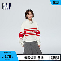 Gap 盖璞 女装春季2024LOGO撞色半拉链套头卫衣405064宽松运动上衣 白红撞色 175/92A(XL) 亚洲尺码