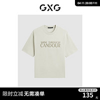 GXG 男装 2024年夏季简约多色圆领字母印花短袖t恤男 灰绿 165/S